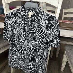 Michael Kors Black and White Zebra Print Shirt